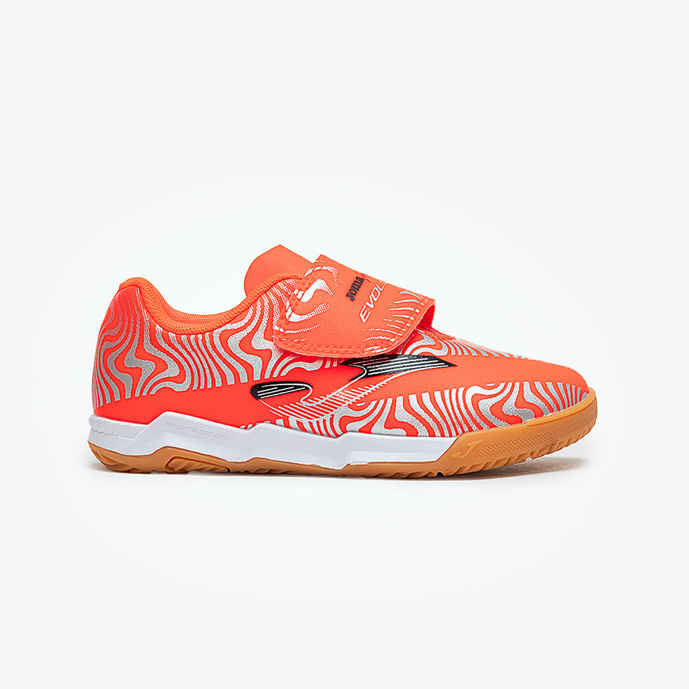 Chuteira de Futsal Joma Evolution Velcro Infantil Laranja