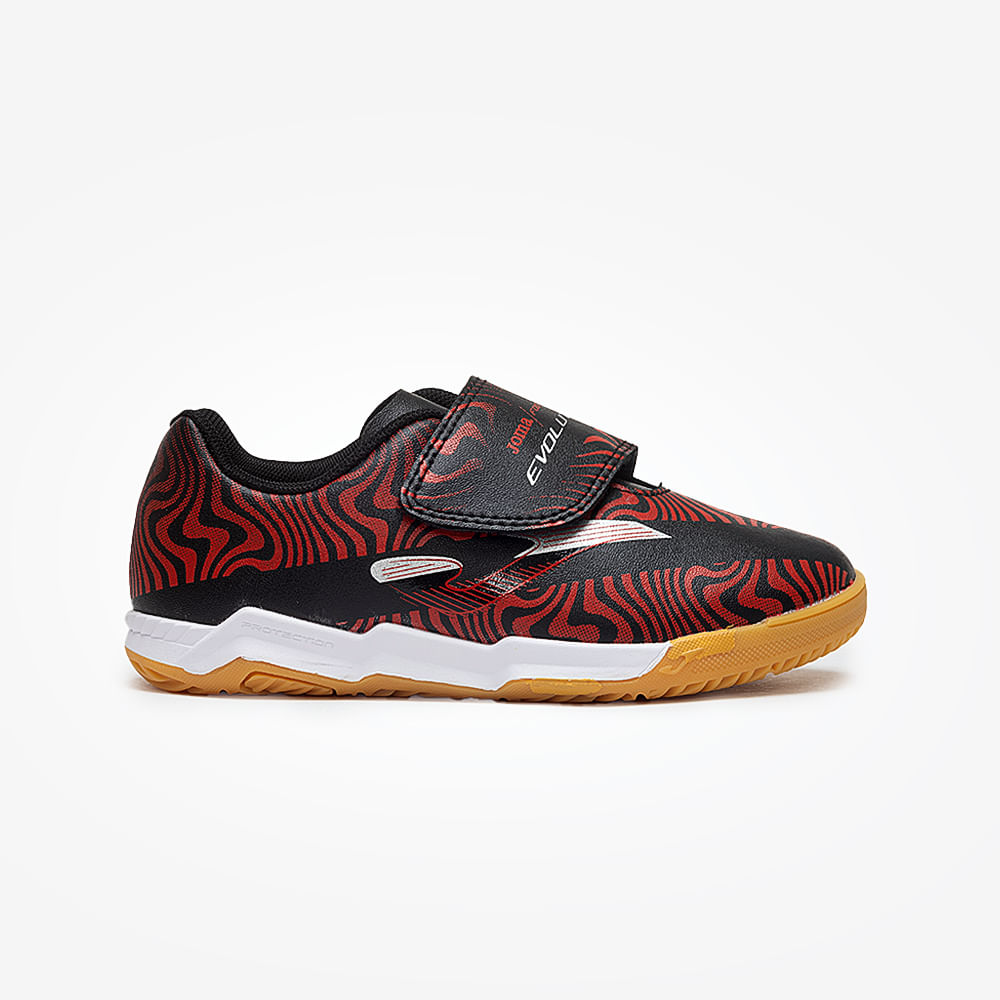 Chuteira de Futsal Joma Evolution Velcro Infantil Vermelho e Preto