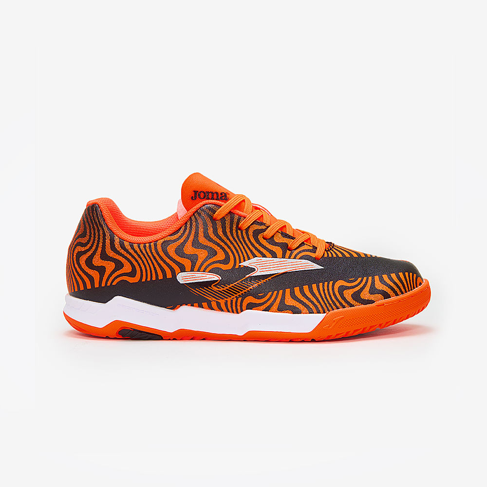 Chuteira de Futsal Joma Evolution Infantil Laranja e Preto