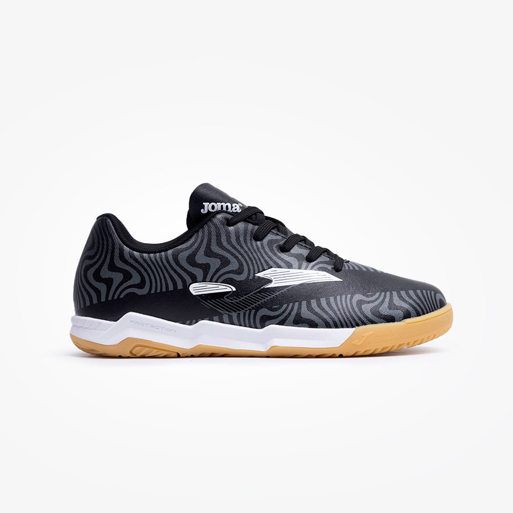 Chuteira de Futsal Joma Evolution Infantil Preto e Branco