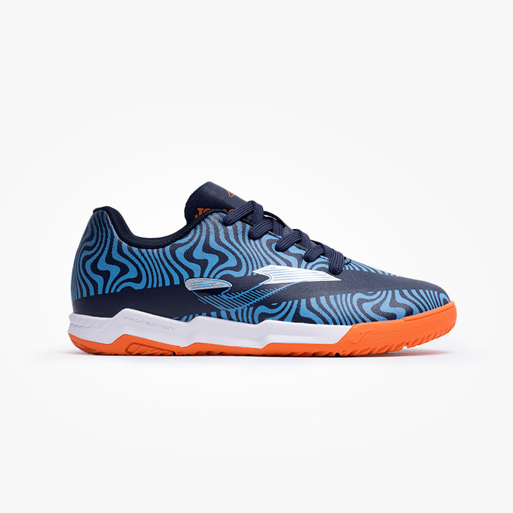 Chuteira de Futsal Joma Evolution Infantil Azul e Laranja