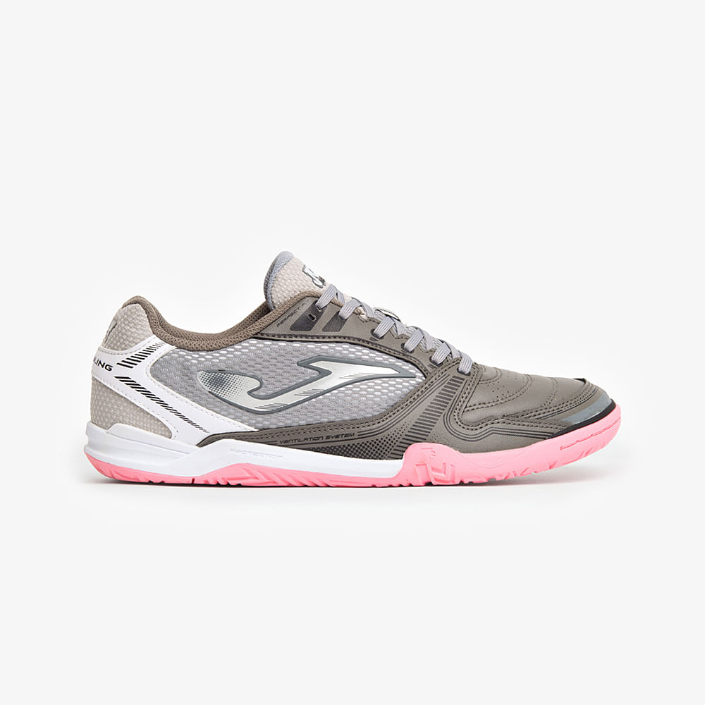 Chuteira de Futsal Joma Dribling Cinza e Rosa