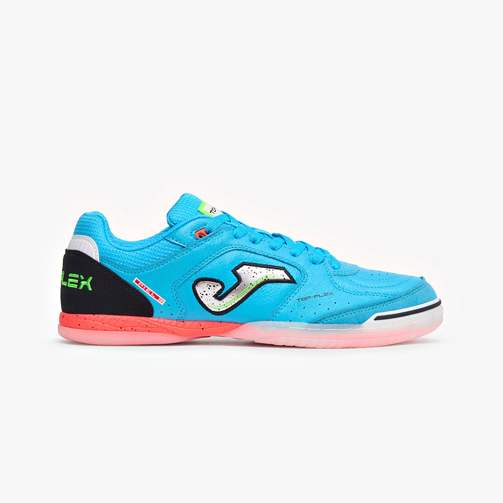 Chuteira de Futsal Joma Top Flex  Masculina Azul Turquesa e Laranja