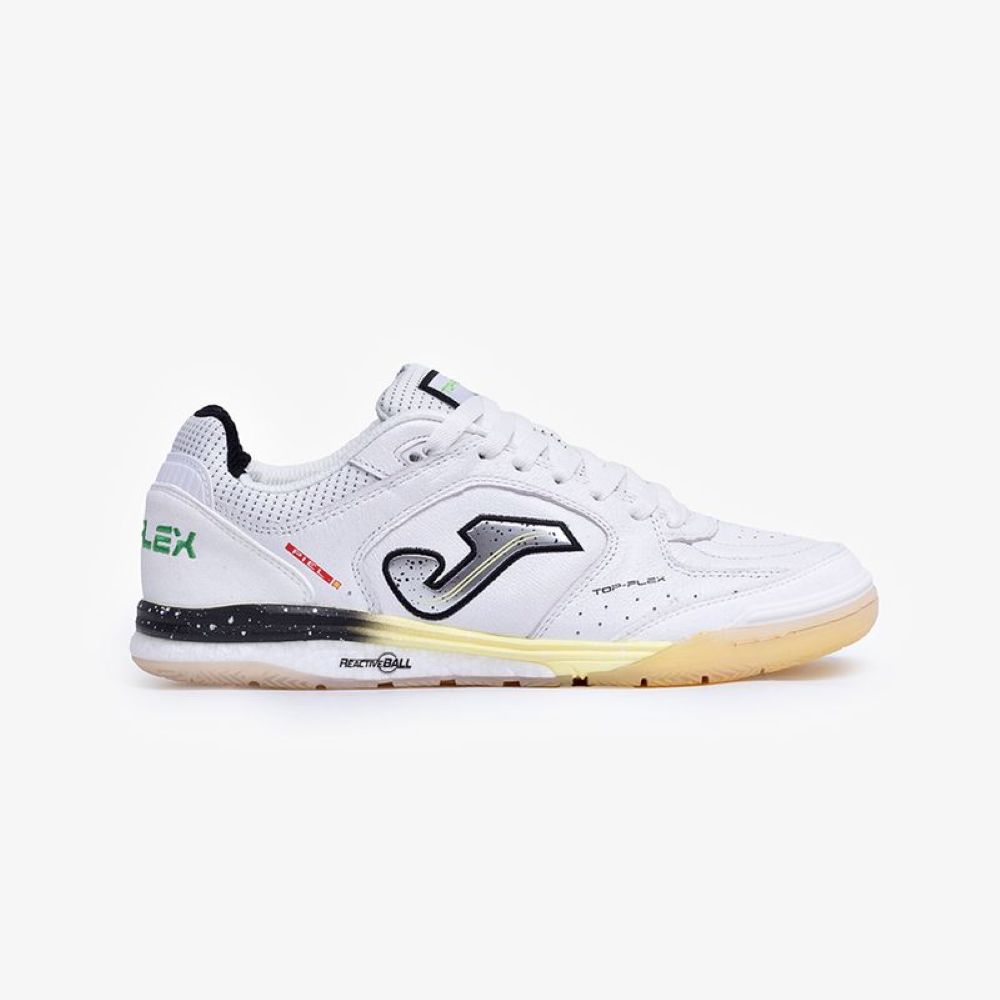 Chuteira de Futsal Joma Top Flex Rebound Masculina Branco Preto Amarelo