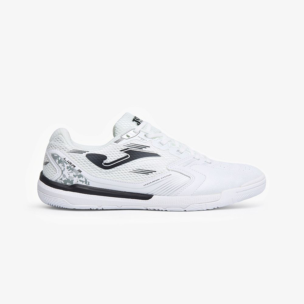 Chuteira de Futsal Joma Liga 5 Masculina Branco e Preto