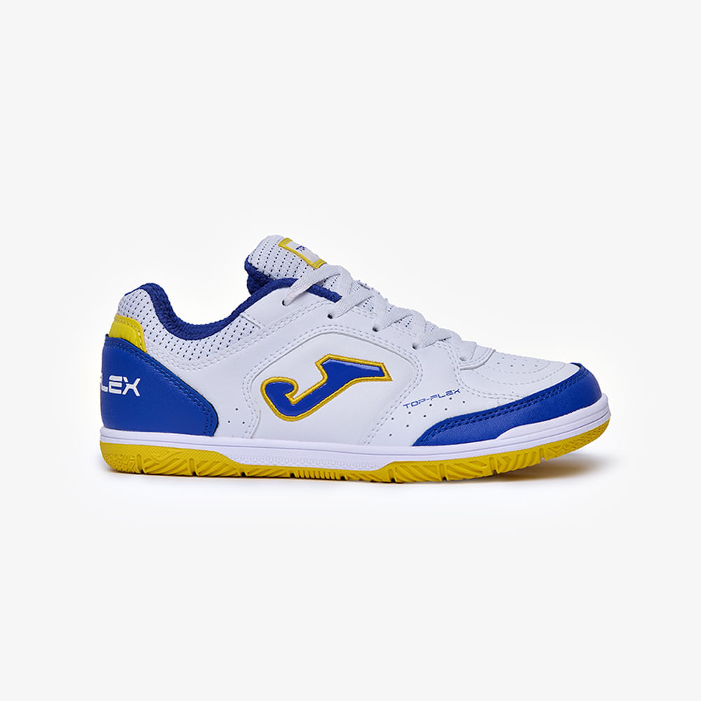Chuteira de Futsal Joma Top Flex Infantil Branco e Azul