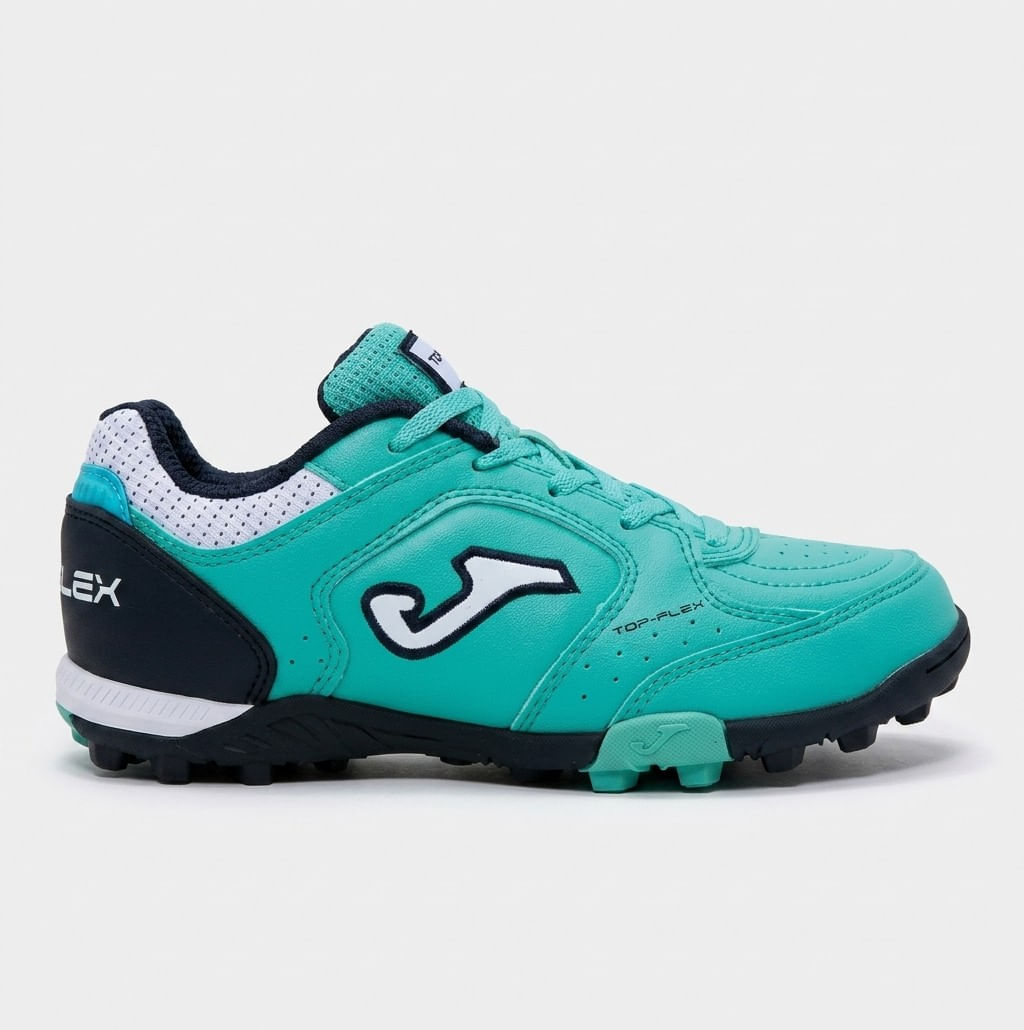 Chuteira de Society Joma Top Flex Infantil Azul Turquesa