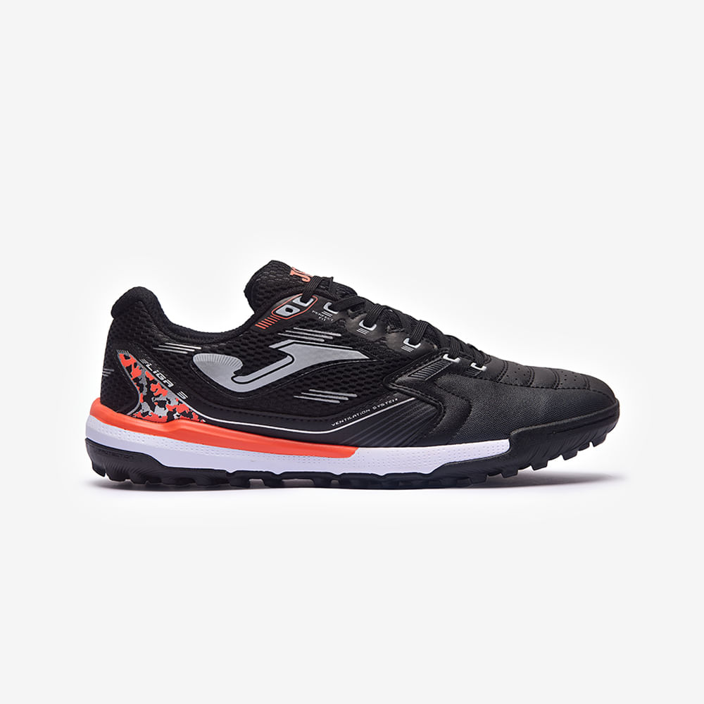 Chuteira de Society Joma Liga 5 Masculina Preto e Vermelho