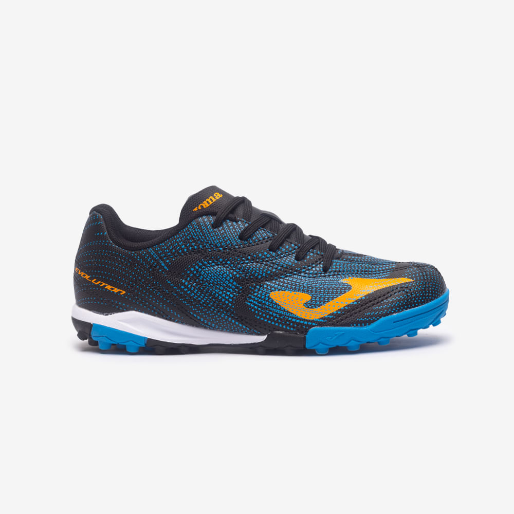 Chuteira de Society Joma Evolution Infantil Preto e Laranja
