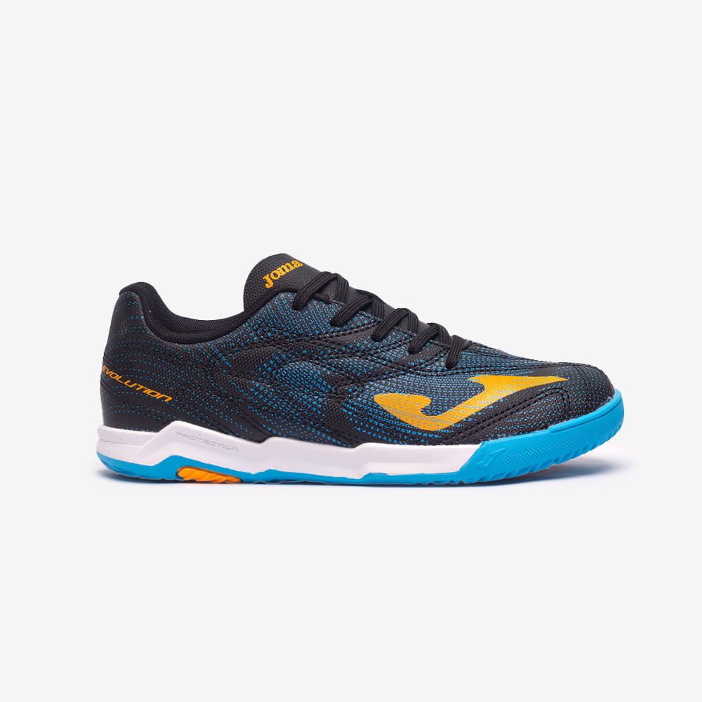 Chuteira de Futsal Joma Evolution Infantil Preto e Laranja