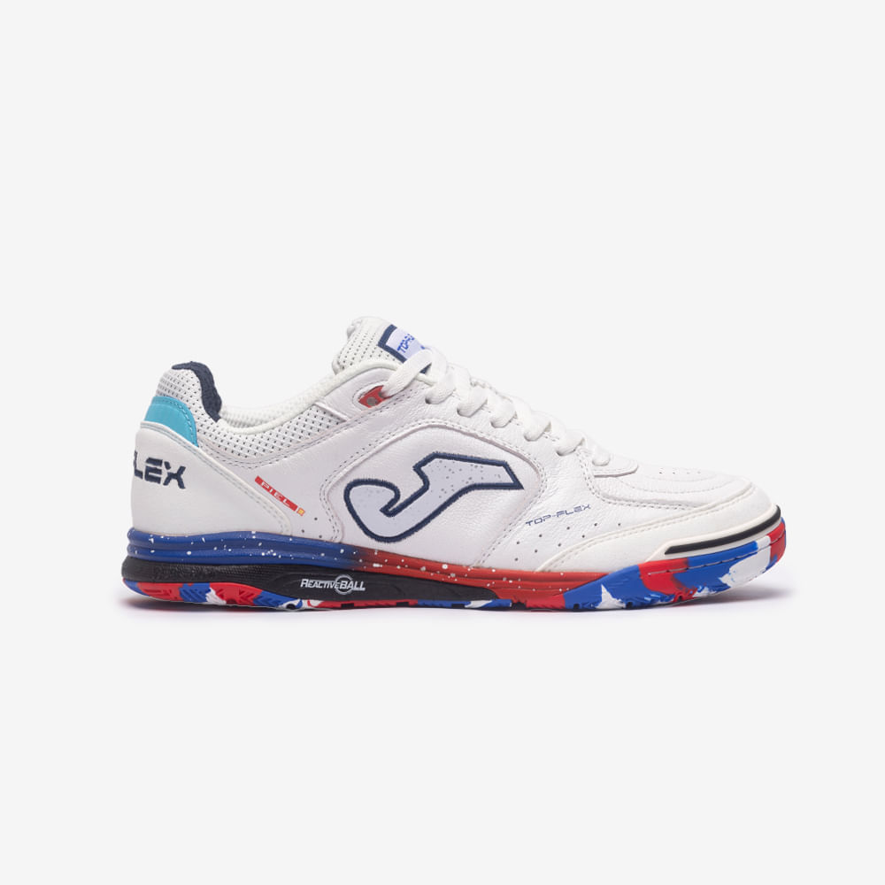 Chuteira de Futsal Joma Top Flex Rebound Masculina Branco e Azul