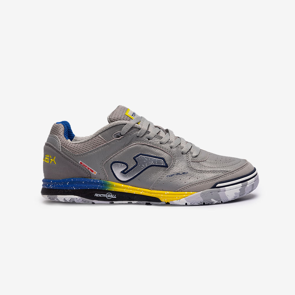 Chuteira de Futsal Joma Top Flex Rebound Masculina Cinza e Amarelo