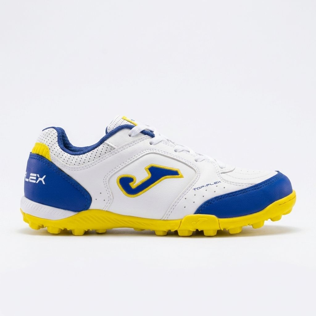 Chuteira de Society Joma Top Flex Infantil Branco Azul
